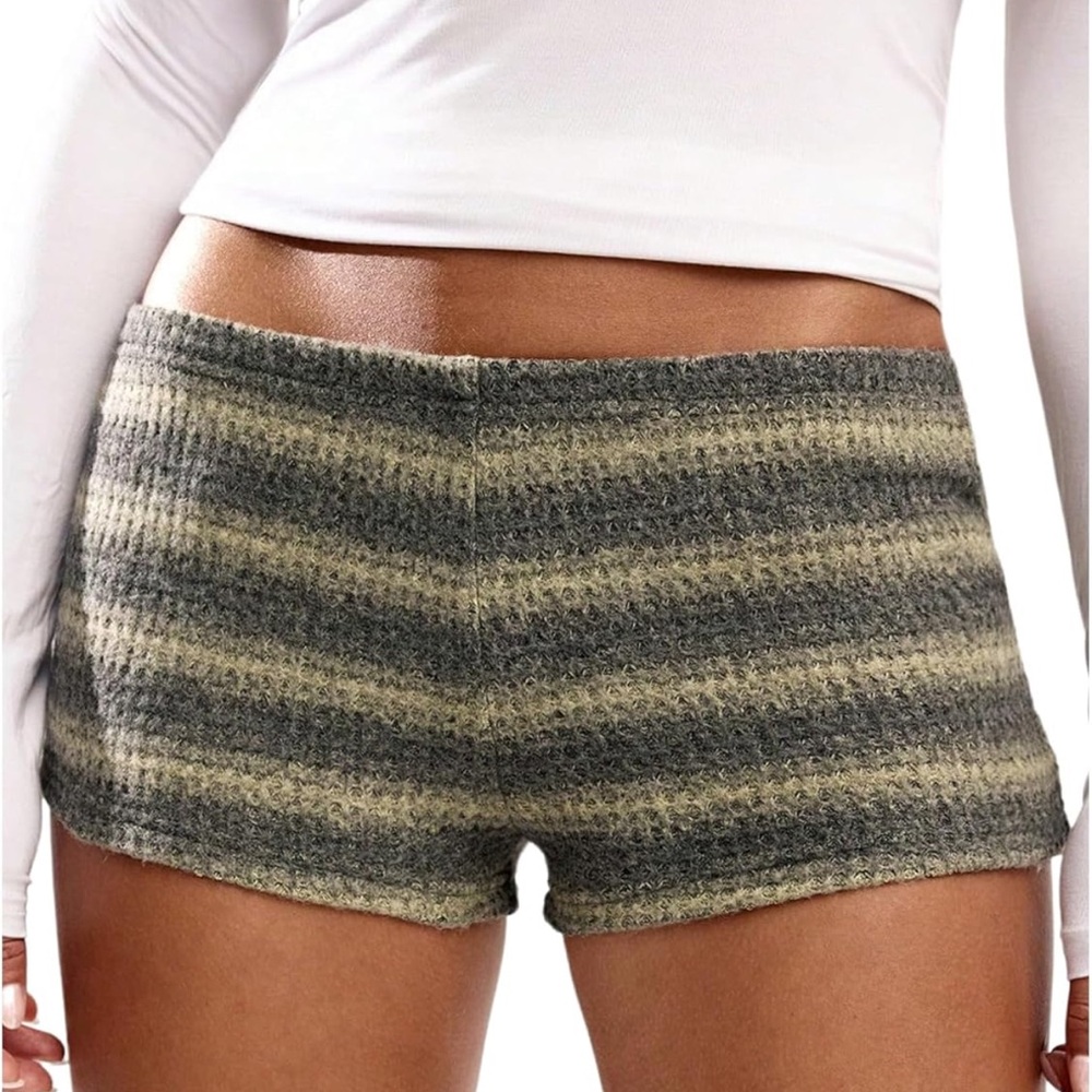 Knit Micro Shorts Striped Y2k Low Rise Booty Mini Micro Shorts